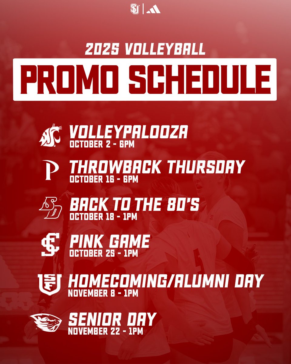 seattleuvb's tweet photo. Lot's in store this upcoming season so run through our 2025 promotional schedule and lock down those plans.👀 

See you at the Redhawk Center this fall‼️

🔗: https://t.co/F98CG4eOGN

#TogetherWeSoar https://t.co/fuXzcvt5sj