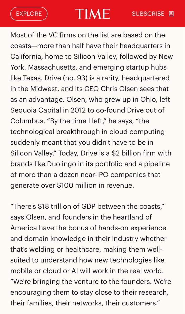 Great seeing <a href="/drivecapital/">Drive Capital</a> on the <a href="/TIME/">TIME</a> 2025 list of top venture capital firms

Greatness is in our backyard