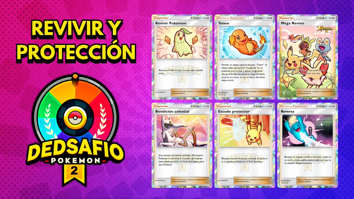 DEDsafioPokemon's tweet photo. ¡Seguimos con los comodines!

Presentamos los de Revivir y Protección.

La run será dura, los ataques entre participantes estarán al rojo vivo… créeme, un buen escudo o un revivir pueden salvarte la aventura.

¿Tú cuál preferirías? https://t.co/EiuvWrob2y