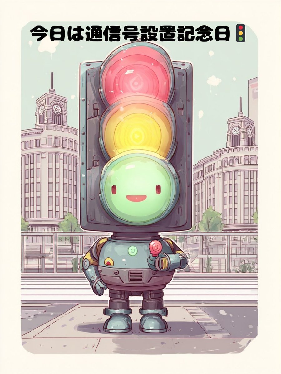 pl50356's tweet photo. 投稿チャレンジ
今日は「交通信号設置記念日」🚦
1931年のこの日、日本で初めて3色の自動信号機が銀座や京橋に登場。
当時は色が変わるたびにベルが鳴っていたんだって🔔
今日も１日、安全第一でいこう！
#交通信号設置記念日 #交通安全 #shiftai
保存して後でネタにどうぞ＆シェア歓迎✨ https://t.co/2MioLtwJmi