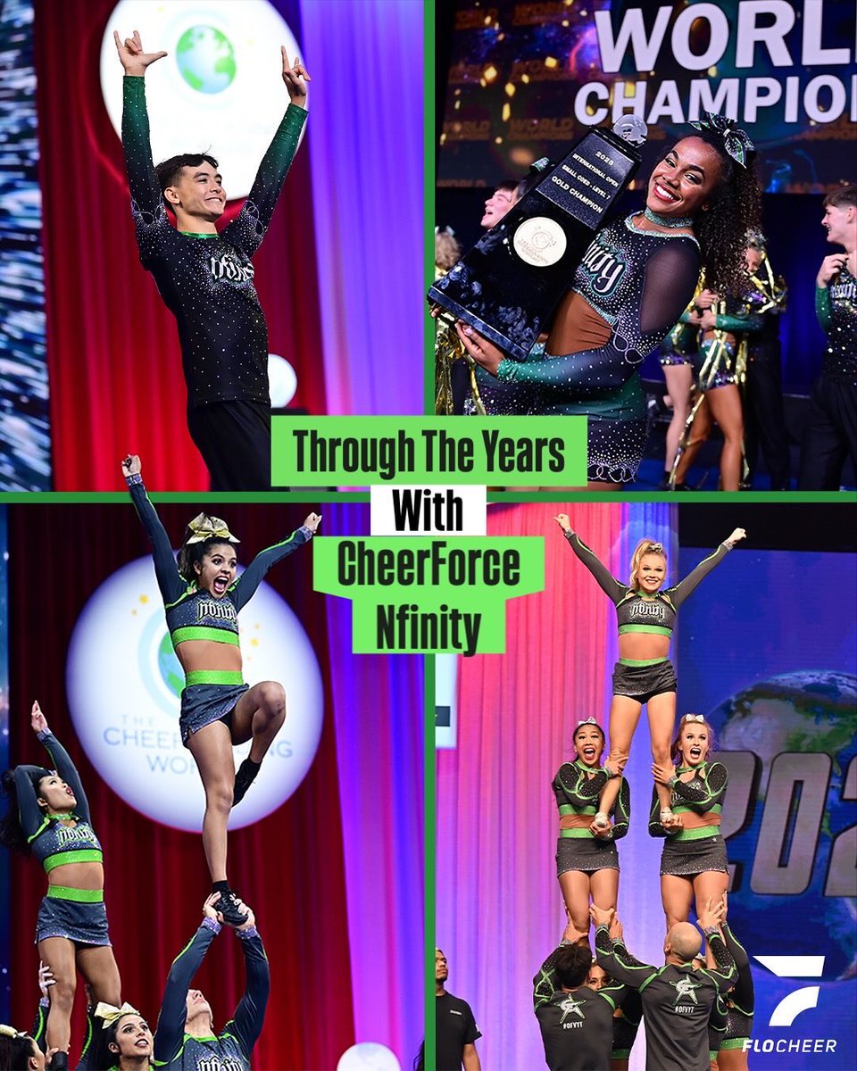 FloCheer's tweet image. ✨ Walking through the years with the 6x World Champs - CheerForce Nfinity ♾️💚