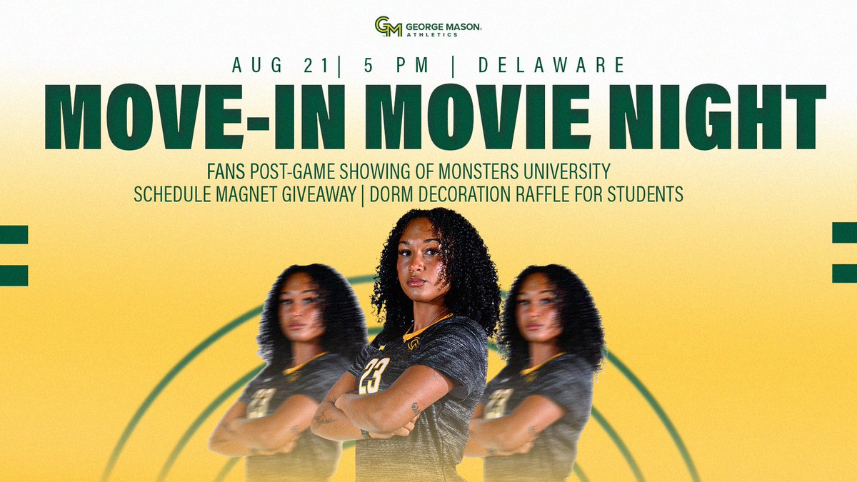 Game + Movie Night? 𝙎𝙖𝙮 𝙡𝙚𝙨𝙨 🙌 

Catch the <a href="/MasonWSOC/">George Mason Women's Soccer</a>  home opener Thursday at 5 PM vs. Delaware, then stick around for a post-game showing of Monsters University on the field! 

Single Game 🎟: bit.ly/4lzueqg
