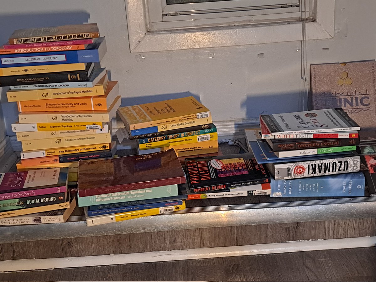 No bookshelf but here my current library