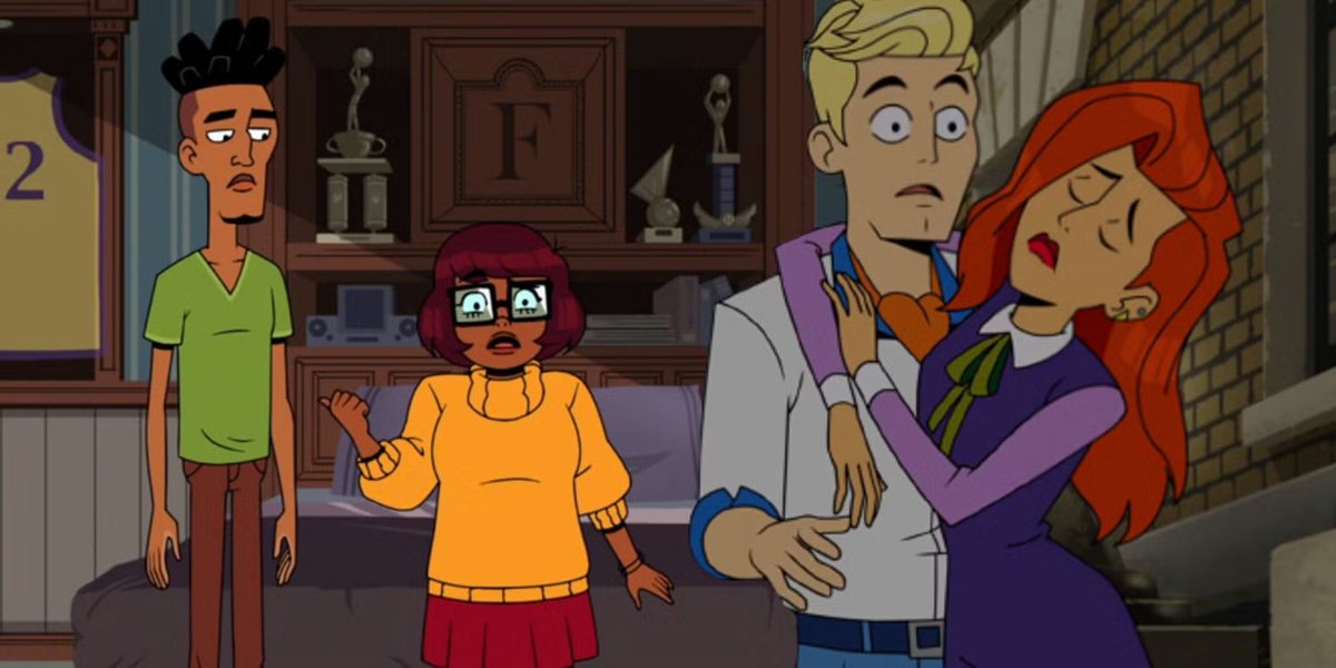 o novo scooby doo:
salsicha,velma,fred,Daphne