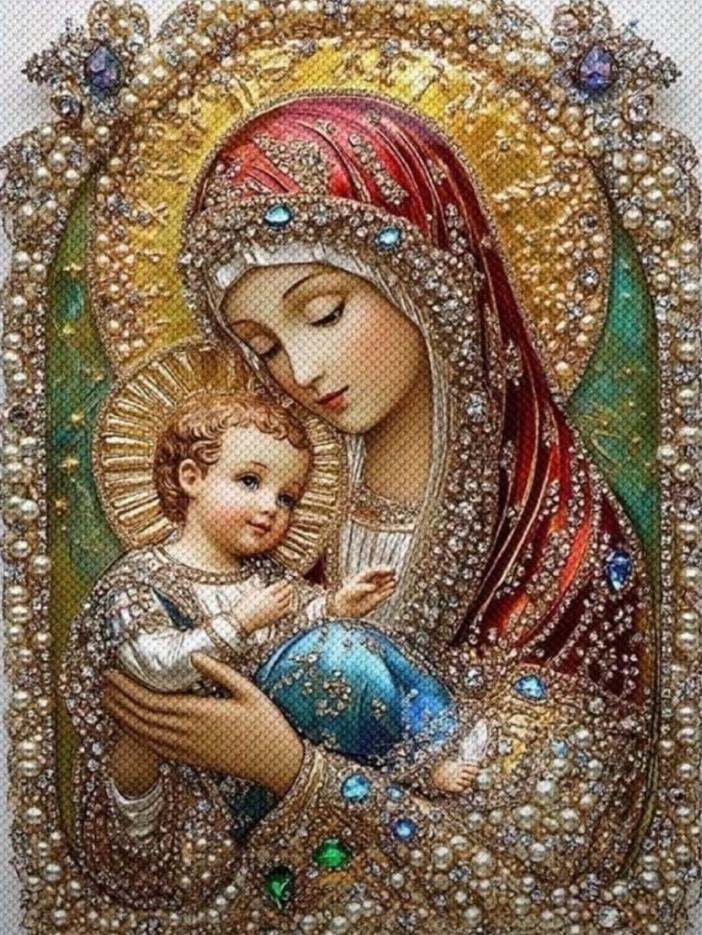 ✝️ Dios te salve, María, 
llena eres de gracia;
el Señor es contigo.
Bendita Tú eres 
entre todas las mujeres,
y bendito es el fruto de tu vientre, Jesús. 

Santa María, Madre de Dios,
ruega por nosotros, pecadores,
ahora y en la hora de nuestra muerte. Amén 🙏