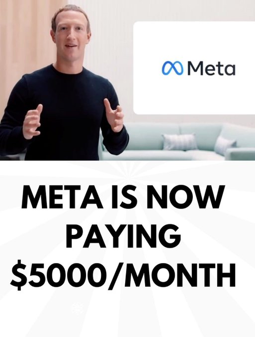 META is Paying $5,000/Month! 🔥

Want to learn how to start earning with Meta?
 I’ve put together a FREE guide to help you get started today!

Normally $199, but for the next 24 hours, it’s FREE! ⏳

To get it:
✅ Like &amp; Repost
💬 Comment "META"
📩 Follow me so I can DM you!