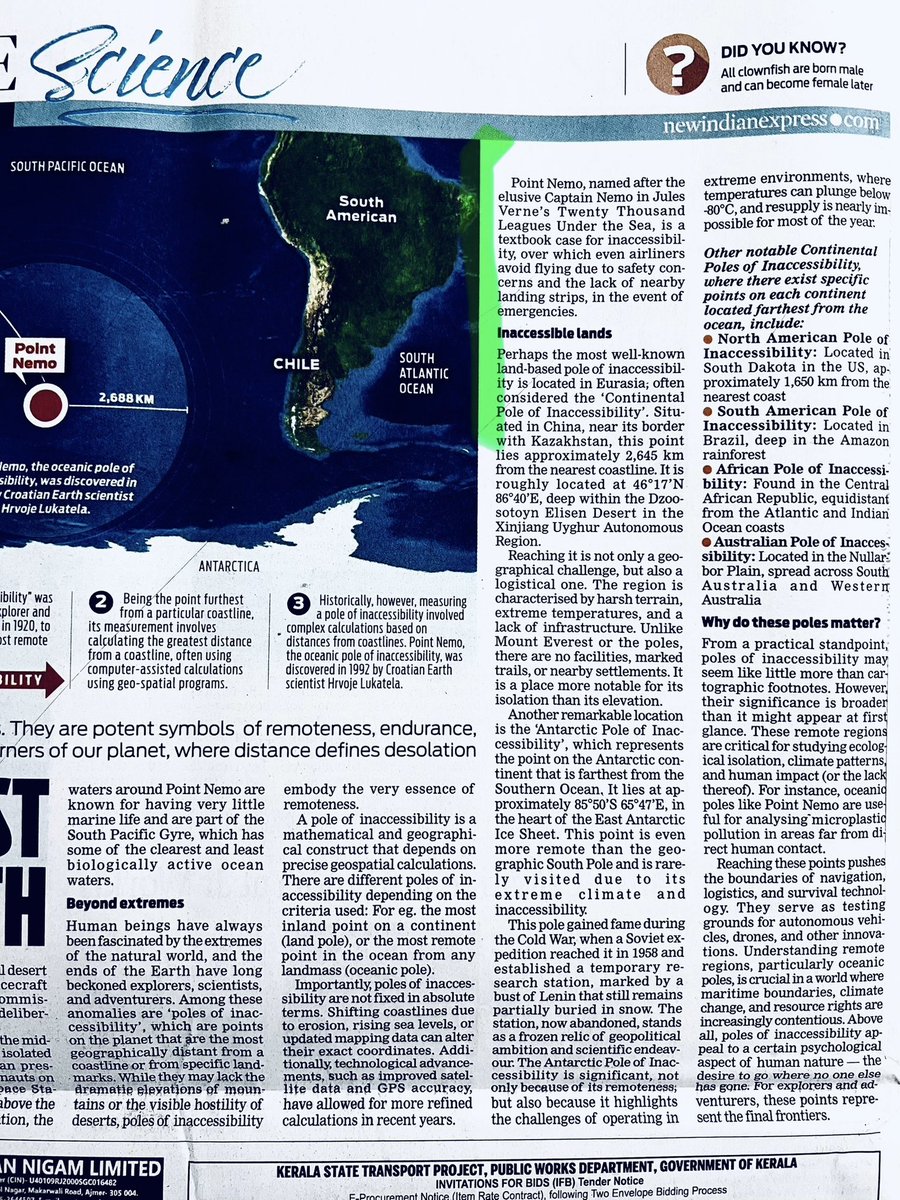 interstate aspects of in accessibility #nemo I was reminded about interesting fictional movie - but lighter side apart, what concerns is that this place is designated as “Space Cemetery” where decommissioned spacecraft are deliberately crashed! #Space #Biological #ISRO #Pacific