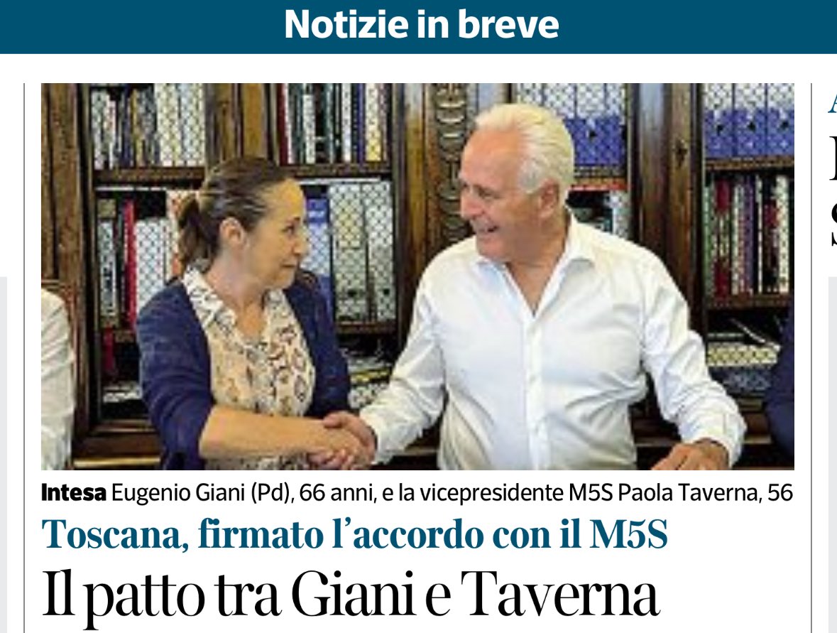 settime2588 (@settime2588) on Twitter photo Se non avete ancora capito che il <a href="/Mov5Stelle/">MoVimento 5 Stelle</a> è il partito della Russia ho una fontana in centro a Roma da vendervi.
Eliminare il rigassificatore che ci consente di evitare il gas russo e no alla base NATO a Firenze.
I due punti dell’accordo sull’alleanza PD - M5S in Toscana. Se non avete ancora capito che il <a href="/Mov5Stelle/">MoVimento 5 Stelle</a> è il partito della Russia ho una fontana in centro a Roma da vendervi.
Eliminare il rigassificatore che ci consente di evitare il gas russo e no alla base NATO a Firenze.
I due punti dell’accordo sull’alleanza PD - M5S in Toscana.