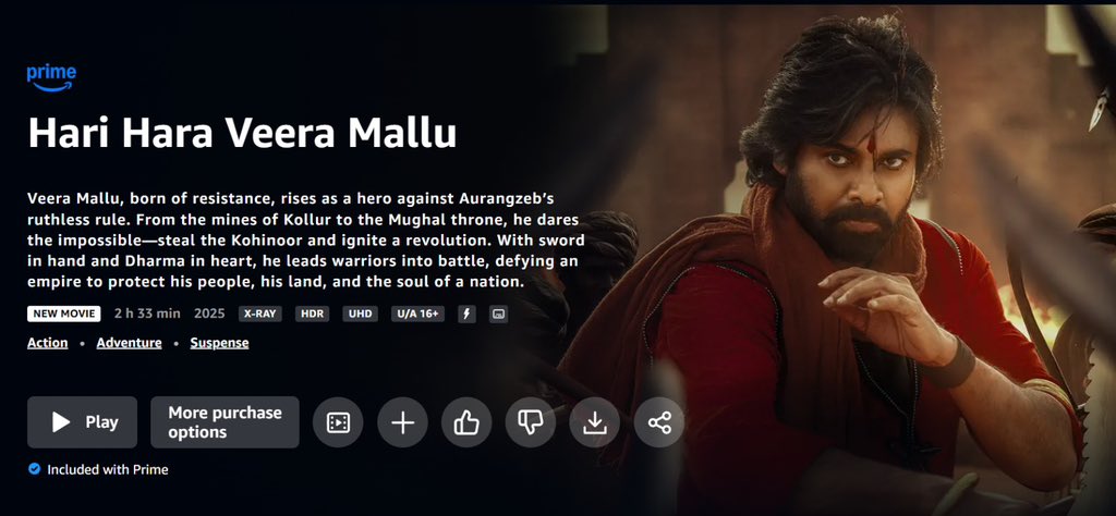 Cinee_Worldd's tweet image. We all know that #HHVM is One of the Biggest Disaster in Theatres,But Surprisingly
#HariHaraVeeraMallu is Receiving Negative Response in OTT also!!