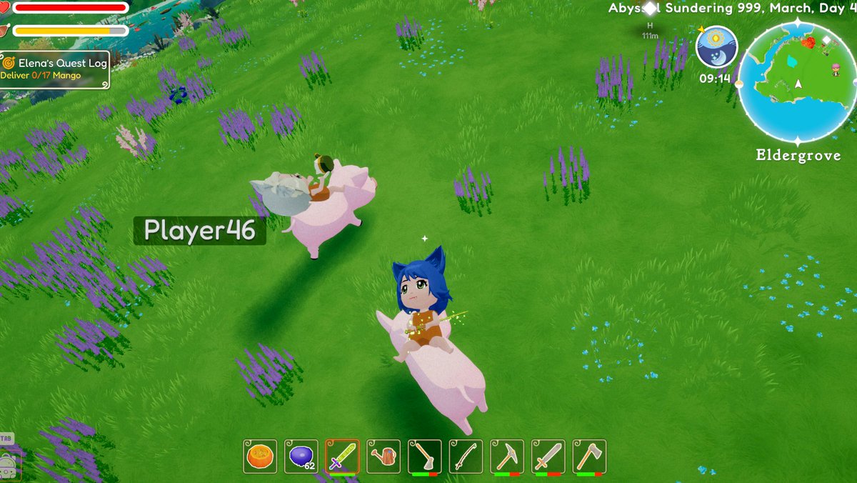 Abyss_NewDawn's tweet image. Hello Abyss’s Explorers!
🐷✨ A funny little moment in Abyss New Dawn:
The character just lies flat on the pig’s back while riding.
Definitely a bug… but it almost looks like a chill feature. 😅

#indiegame #gamefun #chillgame #abyss