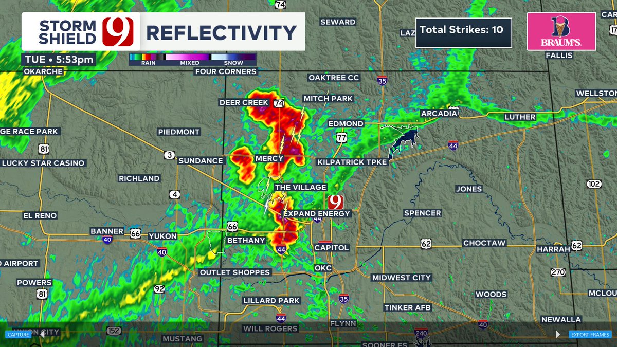 5:56 PM RADAR UPDATE: Storms have developed in the metro on the N&amp;W side of OK county. Heavy rain and lightning expected. These storms could create a downburst of wind or some flooding. These storms are moving.