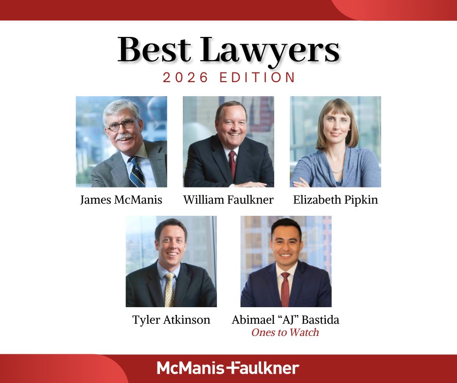 McManis Faulkner (@mcmanislaw) on Twitter photo Congratulations to our partners who have been selected and recognized in the <a href="/BestLawyers/">Best Lawyers</a> and Ones to Watch 2026 rankings.
#BestLawyers2026 #TheBestLawyersinAmerica #Legal Congratulations to our partners who have been selected and recognized in the <a href="/BestLawyers/">Best Lawyers</a> and Ones to Watch 2026 rankings.
#BestLawyers2026 #TheBestLawyersinAmerica #Legal