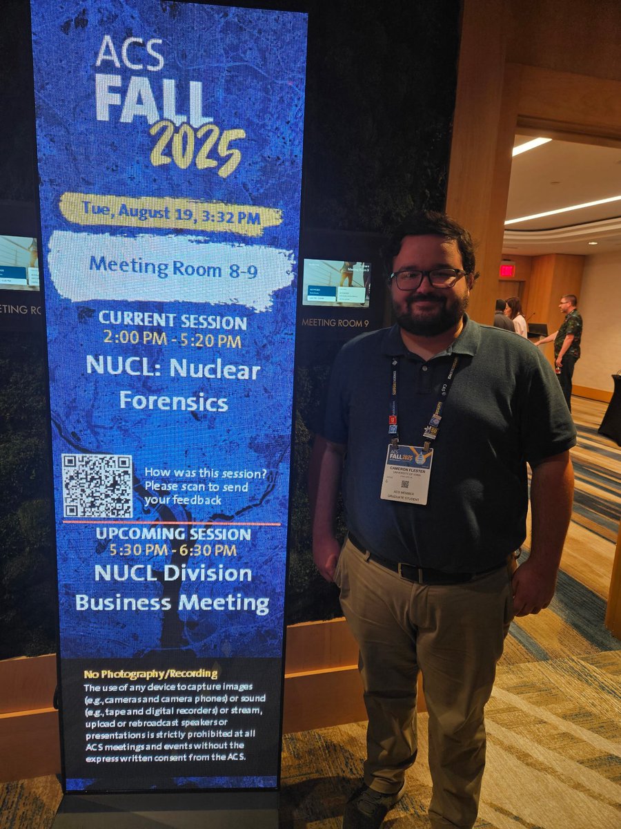 t_uiowa's tweet photo. Great talk given by Cameron in the nuclear forensics division titled “Evaluation of free radicals in uranium ore concentrates during thermal preparation of yellowcake”! https://t.co/e0GKjcjbl3
