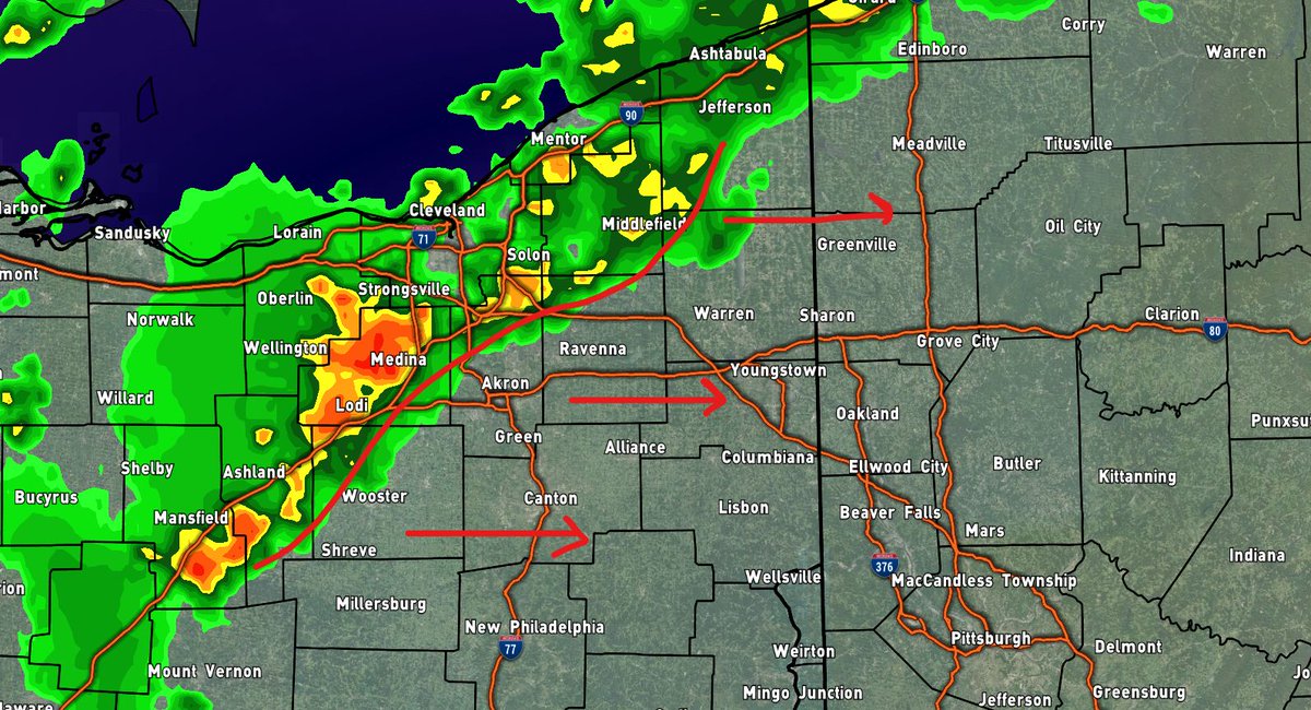 ** LINE OF SHOWERS / STORMS **

7:15 PM 8/19/25

A line of showers and storms have developed across northeastern Ohio and are tracking eastward into northwestern Pennsylvania. These should make it into the PA region over the next 1-2 hours. These overall should be sub-severe with