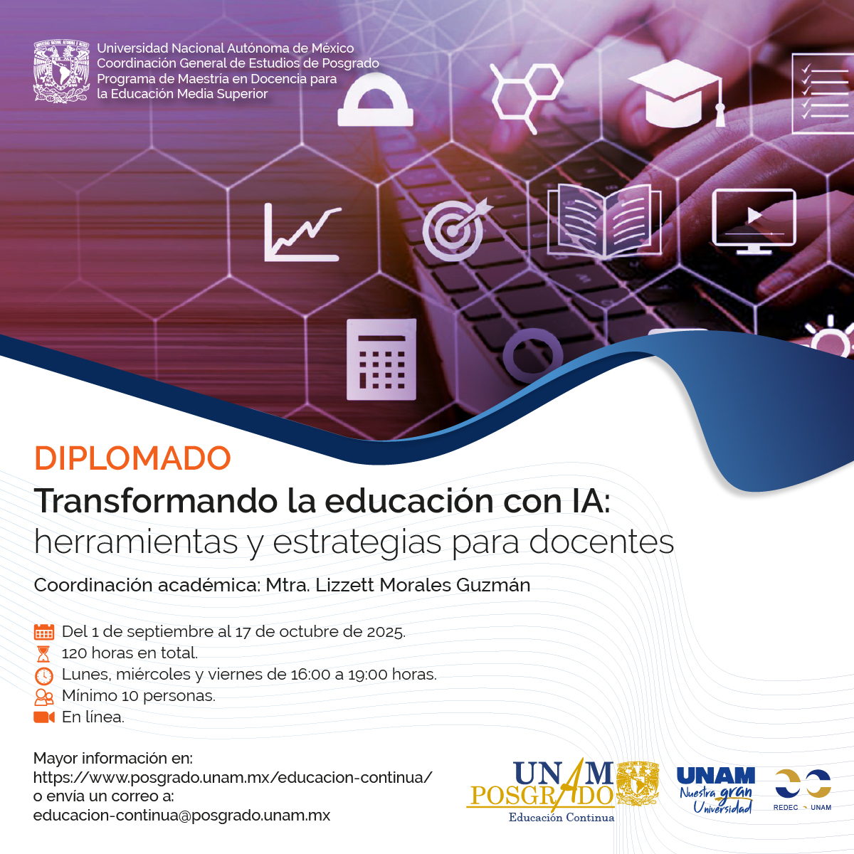 UNAM Posgrado (@unamposgrado) on Twitter photo 🌐 Educación + 🤖 Inteligencia Artificial = Innovación
💡 Descubre cómo la IA potencia el diseño instruccional y permite experiencias de aprendizaje más personalizadas.
Informes: educacion-continua@posgrado.unam.mx
Asistencia virtual: posgrado.unam.mx/oferta-academi… 🌐 Educación + 🤖 Inteligencia Artificial = Innovación
💡 Descubre cómo la IA potencia el diseño instruccional y permite experiencias de aprendizaje más personalizadas.
Informes: educacion-continua@posgrado.unam.mx
Asistencia virtual: posgrado.unam.mx/oferta-academi…
