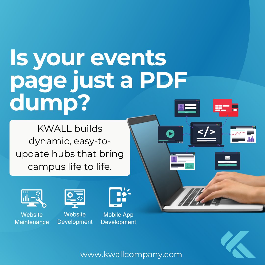 📅 Make It Better Monday

Is your events page an afterthought? KWALL creates easy-to-update event hubs so every campus event is findable, sharable, and attended.

#MakeItBetterMonday #HigherEdUX #KWALL