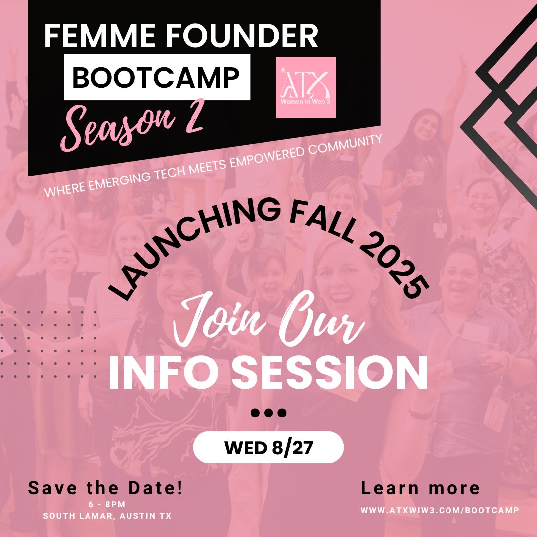 ⚡️Femme Founder FOMO is real ⚡️

We’ve got industry leaders, inspiring partners, and an entire force built to help femme founders thrive.

Don’t miss the IRL Info Session 8/27 👀

📍RSVP: lu.ma/ho9kyppm
📝 Waitlist: atxwiw3.com/bootcamp

#WomenInTech #FounderLife