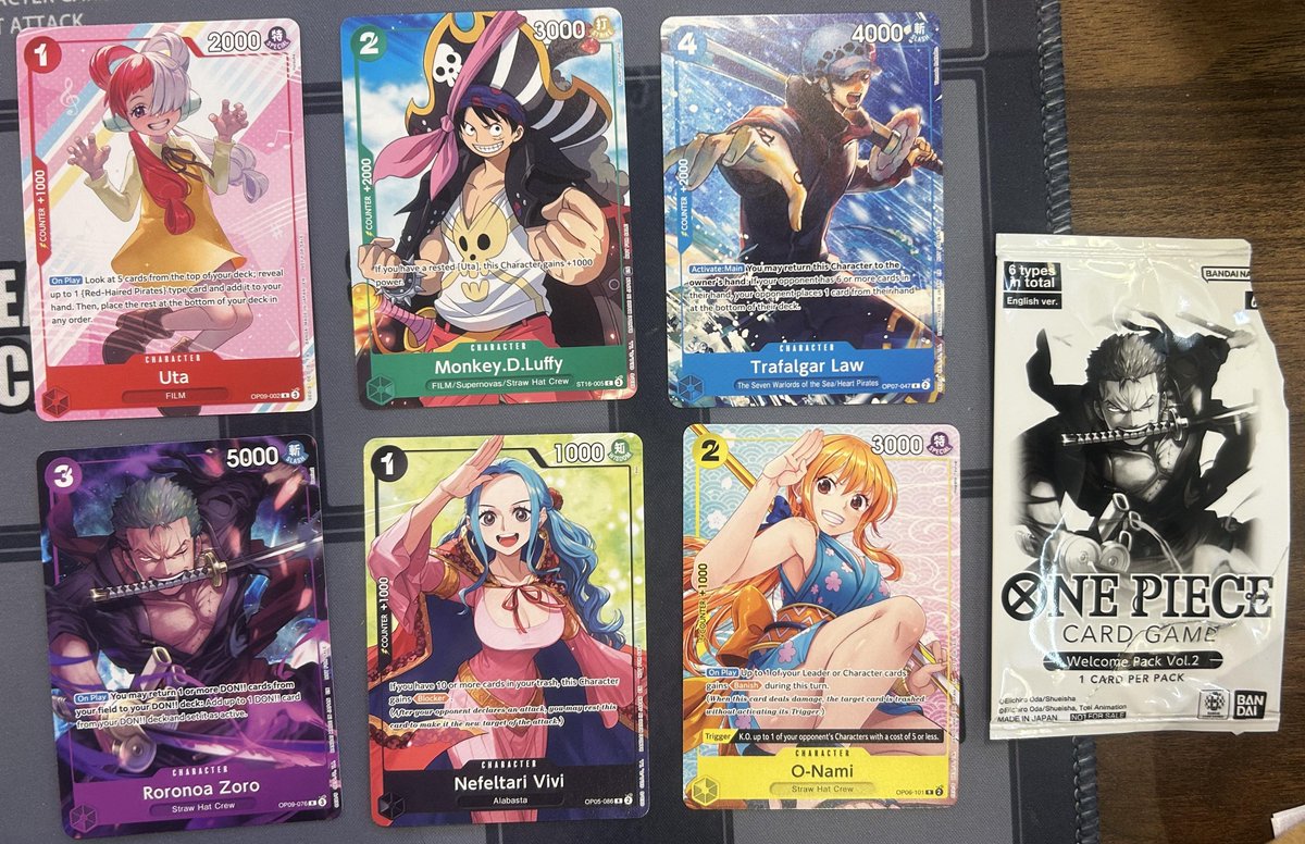 Here's a look at the new OPTCG Welcome Pack Vol. 2 Promo Cards