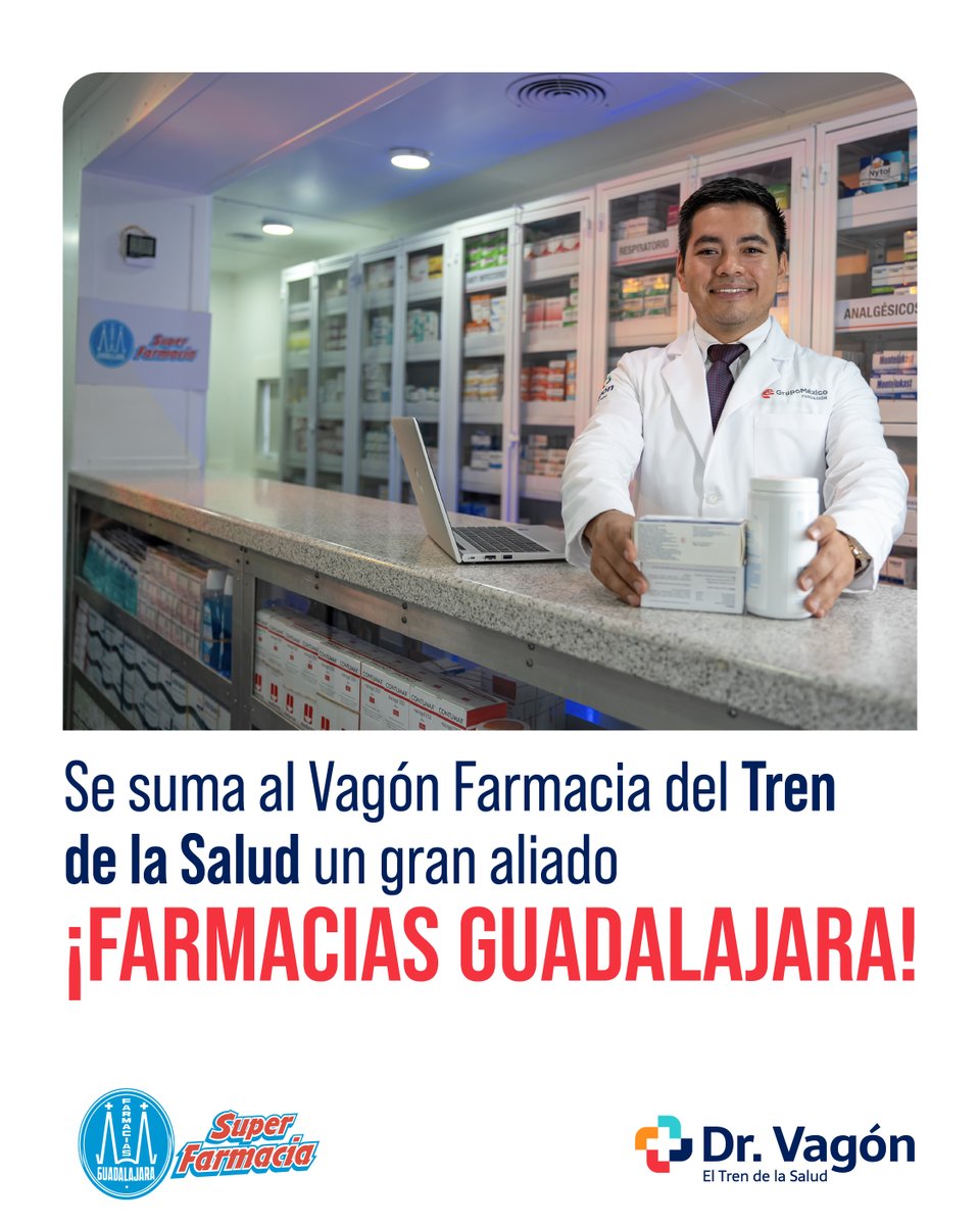 En 2025 se concretó la Alianza entre Farmacias Guadalajara y Dr. Vagón.

Este año, el medicamento otorgado en el Vagón Farmacia es en Alianza con Farmacias Guadalajara.
#GrupoMéxico <a href="/FundacionGM/">FundaciónGrupoMéxico</a> <a href="/GMexico_oficial/">Grupo México</a> <a href="/FarmaciasGdl/">Farmacias Guadalajara</a>