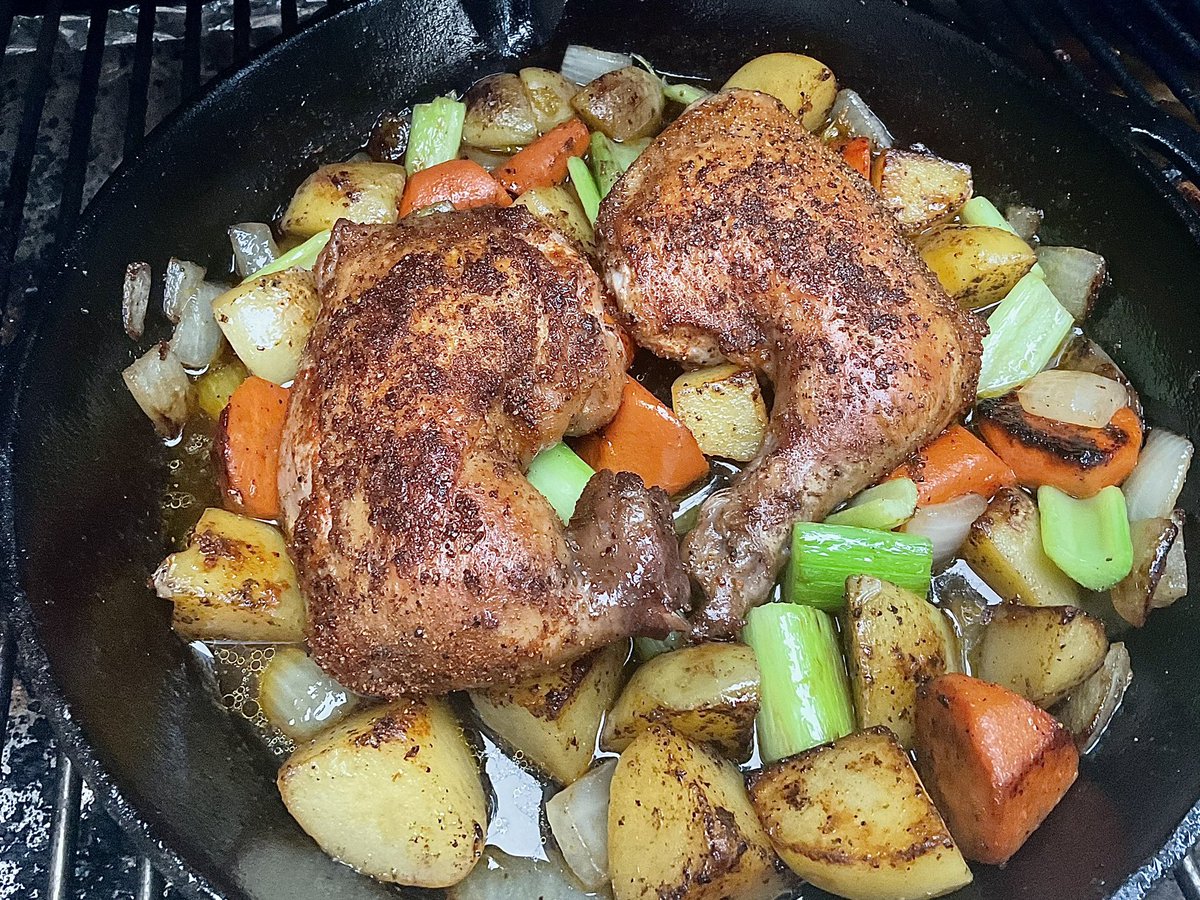 Crappie-doc 🐟🎣 (@crappiedoc) on Twitter photo When I’m cooking veges and want color, no liquid, medium heat and patience. Outdoors in a cast iron. Smoking some quarters with <a href="/DadsSeasonings/">Dad’s Seasonings</a> SPG. When the chicken’s done I’ll take out the chicken, veges, reduce the liquid for a sauce. Easy weeknight meal. When I’m cooking veges and want color, no liquid, medium heat and patience. Outdoors in a cast iron. Smoking some quarters with <a href="/DadsSeasonings/">Dad’s Seasonings</a> SPG. When the chicken’s done I’ll take out the chicken, veges, reduce the liquid for a sauce. Easy weeknight meal.