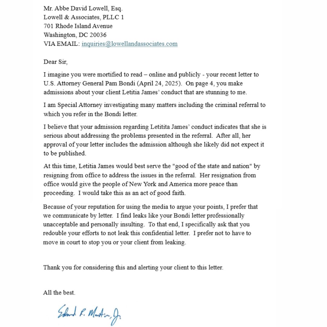 Gunther Eagleman™ (@gunthereagleman) on Twitter photo BREAKING: <a href="/EagleEdMartin/">Eagle Ed Martin</a> just called for Letitia James to RESIGN!
She is defiantly refusing.
Let’s send a message to Ed, if you want him to KEEP ON PUSHING, leave a “👍” in the comments! BREAKING: <a href="/EagleEdMartin/">Eagle Ed Martin</a> just called for Letitia James to RESIGN!
She is defiantly refusing.
Let’s send a message to Ed, if you want him to KEEP ON PUSHING, leave a “👍” in the comments!