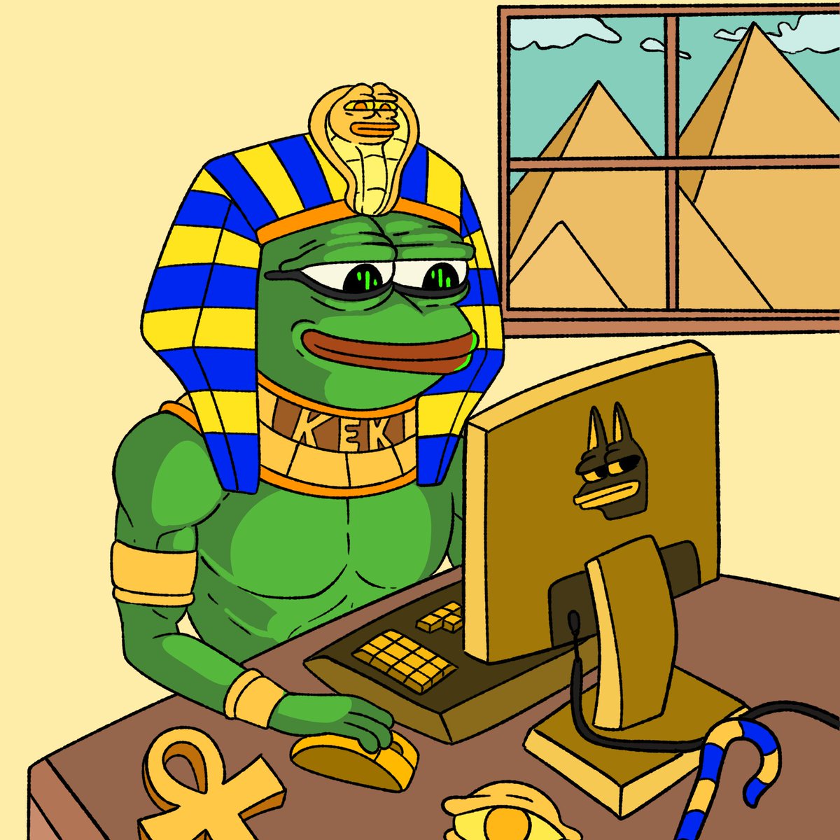 Who is Kek?

In ancient Egyptian mythology, Kek was the primordial god of darkness and chaos, depicted as a frog-headed deity.

For Egyptians, frogs represented fertility and change. Kek embodied the power of what’s unseen yet inevitable. 

Now the modern day God of Memes.