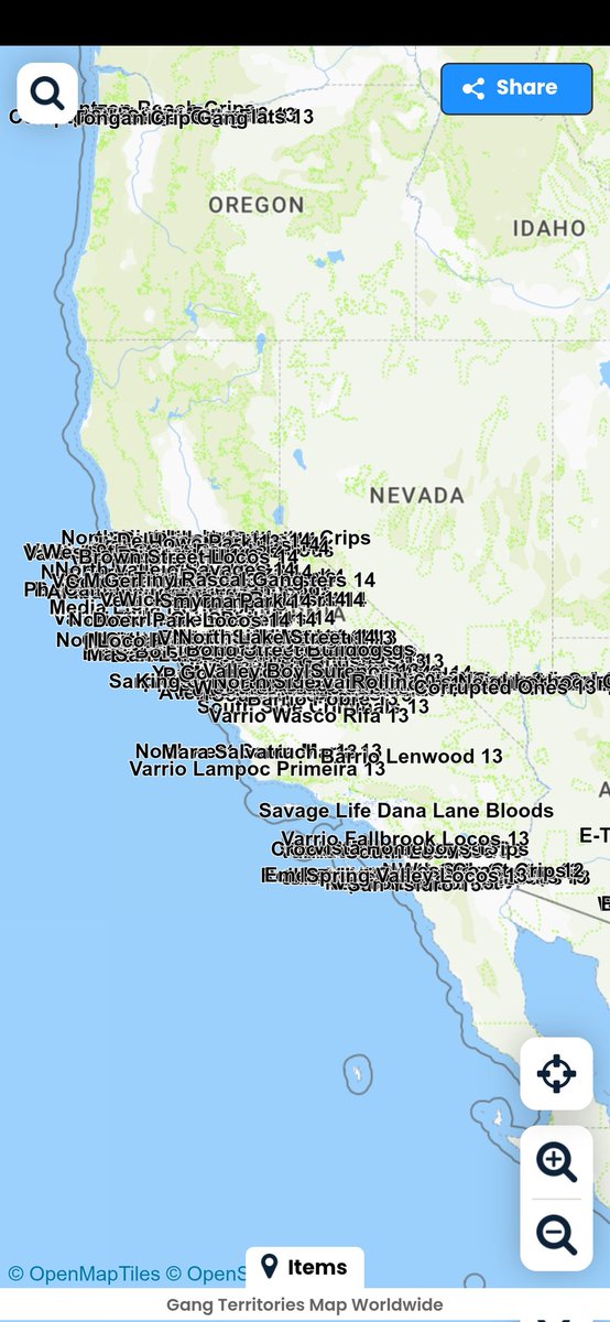 DJStringBe76566's tweet photo. I've got a map for you @CAgovernor @AGRobBonta here are a few maps of all the street gangs in California with a link to the website 
https://t.co/S4fqu8iuZy https://t.co/w1eVoHgv7A