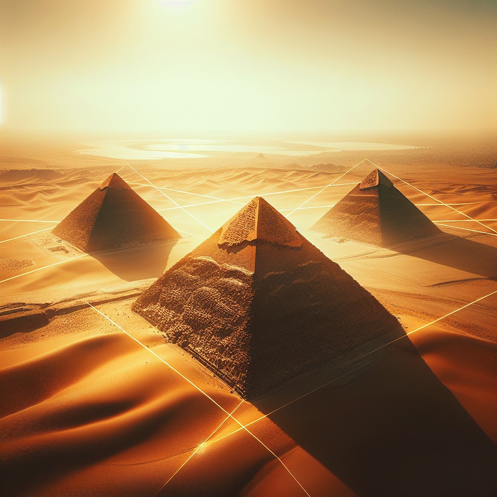 Les pyramides de Gizeh en Égypte sont alignées avec une précision étonnante aux points cardinaux, un exploit d'ingénierie impressionnant pour l'époque antique.