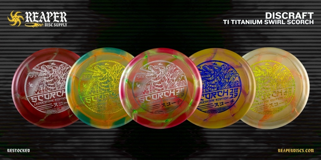 reaperdiscs's tweet photo. Restocked: Discraft Ti Titanium Swirl Scorch. Pure distance, unmatched glide, and consistency that dominate the fairway. Grab one here: https://t.co/VfIDUXQEO6 https://t.co/61m9KBdtJf