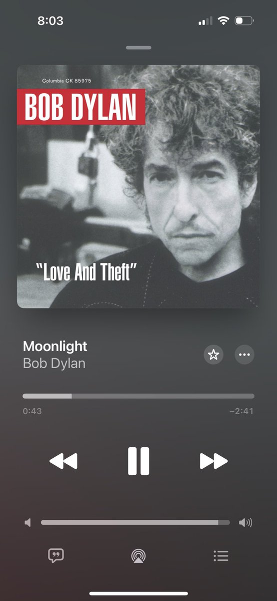I’ve separately become obsessed with basically every track from this record. After having moonlight on repeat all week, I think I’ve come to the conclusion that Love &amp; Theft is a top 3 Dylan album