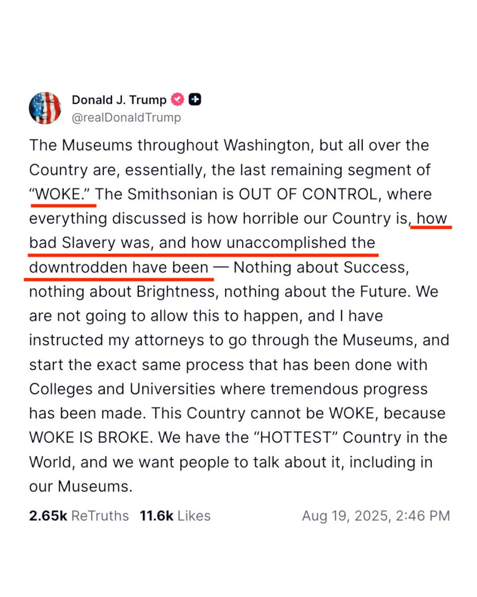 Taking down a statue of Robert e. Lee is erasing history but rewriting history in museums isn't.