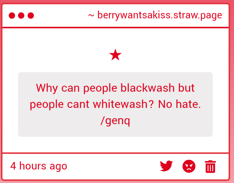 berrywantsakiss's tweet image. because white people have plenty of representation and black people do not, while it may not seem that way to some people. plus that's literally not a real concept anyway. for every one black or poc character, there's like eight white ones.