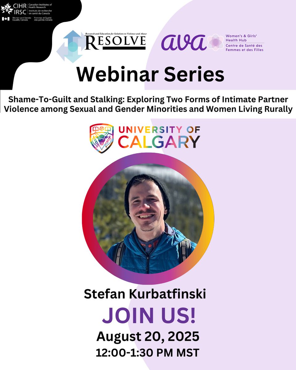 Join us TOMORROW, as the AVA Webinar Series presents Shame-To-Guilt &amp; Stalking: Exploring Two Forms of Intimate Partner Violence among Sexual &amp; Gender Minorities &amp; Women Living Rurally, featuring Stefan Kurbatfinski from the University of Calgary
Register! avatraining.ca/webinars