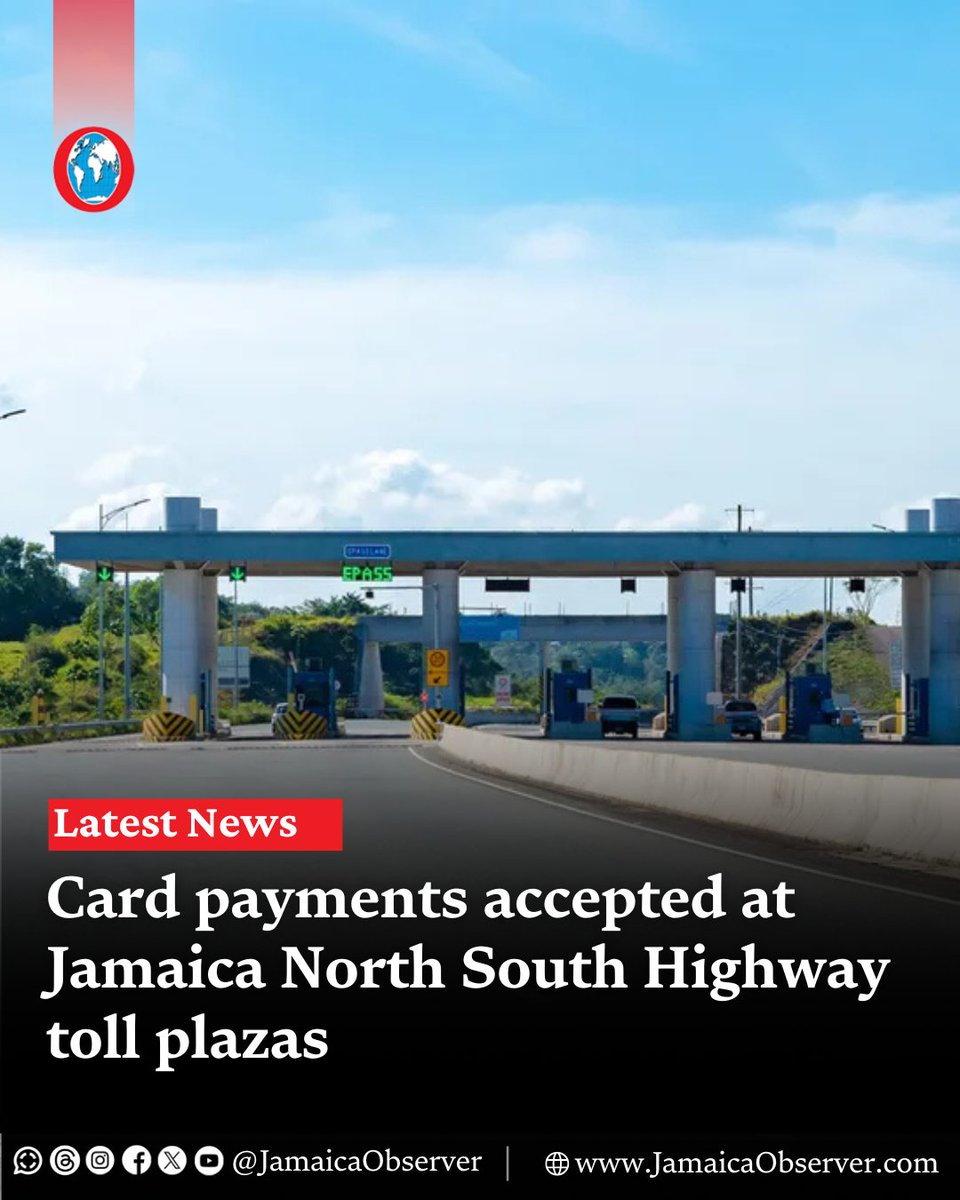 Motorists using the Jamaica North South Highway now have the convenience of using debit or credit cards in the toll lanes to pay for passage on the highway.

jamaicaobserver.com/2025/08/19/car…