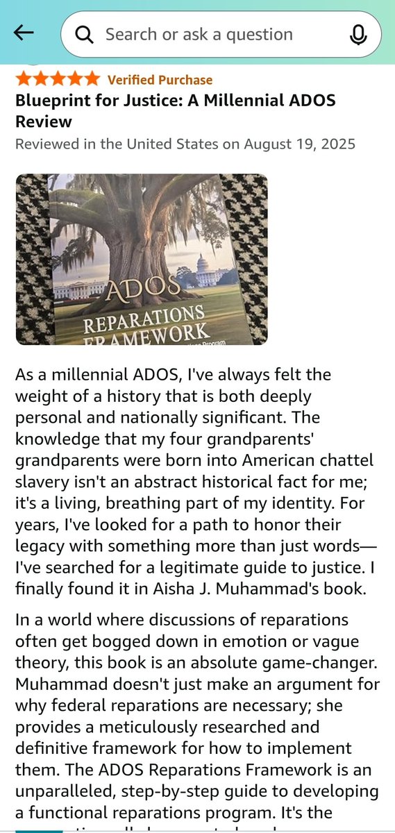 AmericandosN's tweet image. 🚨 ADOS Fam plz be sure to leave a ⭐️⭐️⭐️⭐️⭐️Amazon review for your purchase of the ADOS Reparations Framework on Amazon! #ADOS
#ADOSAF