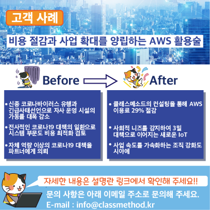 ClassmethodKR's tweet image. 📷이번에는"비용 절감과 사업 확대를 양립하는 AWS 활용술" 대한 알아보도록 하겠습니다 자세한 내용은 classmethod.kr/board/cases/ho… 확인 부탁 드립니다 !
■클래스메소드코리아 관련링크 코퍼레이트 사이트→ classmethod.kr
■문의 : info@classmethod.kr
#클래스메소드코리아 #AWS이용료절감