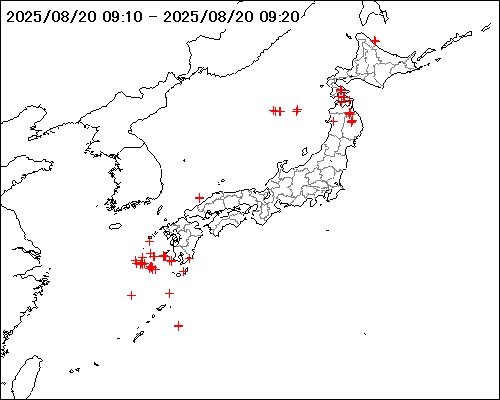 雷監視システム #LIDEN （LIghtning DEtection Network system）で観測した対地放電が、直近10分間に50回以上ありました。 #雷 #落雷 #天気 #weather

詳細はこちらから
sunny-spot.net/liden/