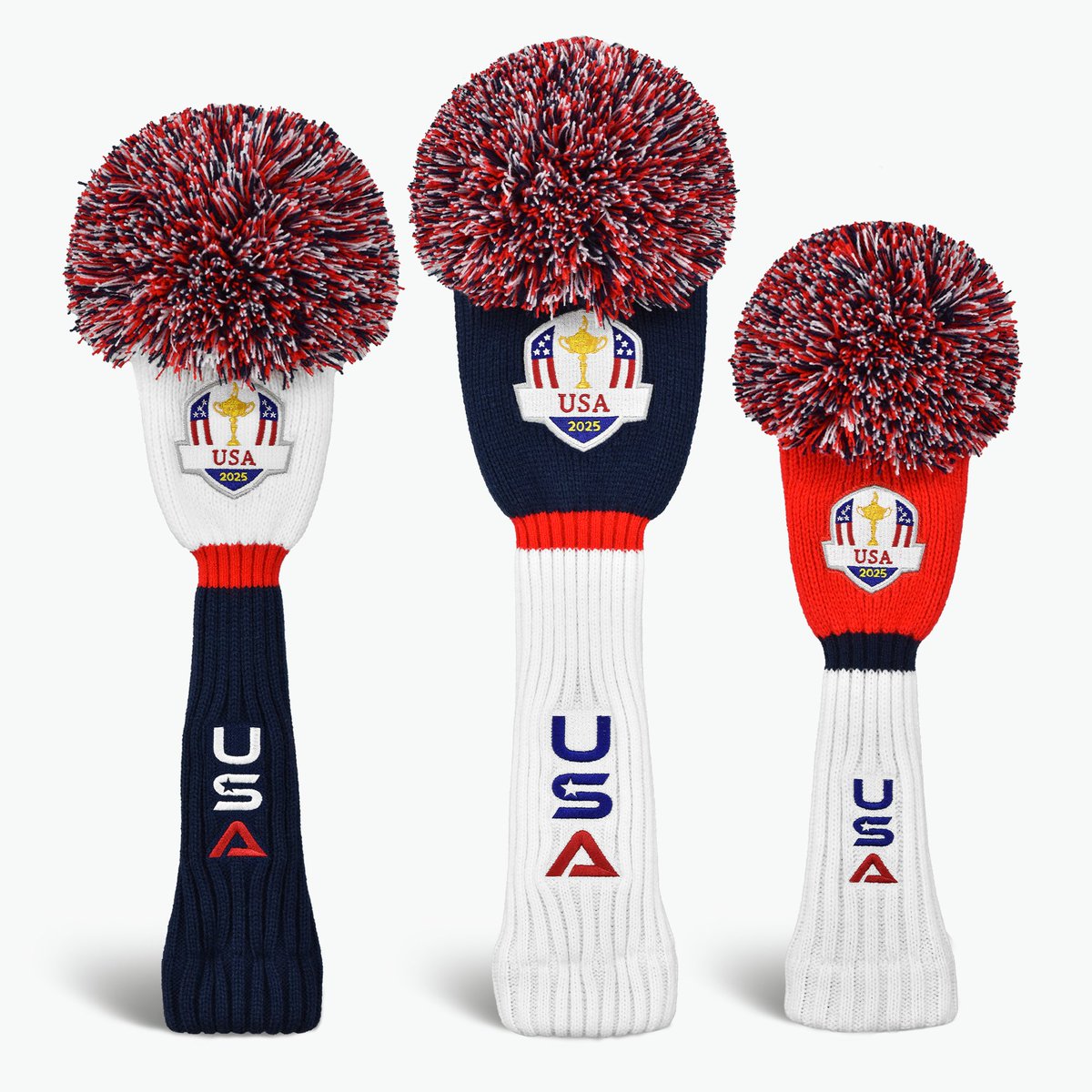 First look at the Official <a href="/RyderCupUSA/">Ryder Cup USA</a> Team pom covers. 👀
Vintage vibes. Made for modern moments. Available NOW on our PRG Golf Shop.🇺🇸
👉 prg-golf.com/products/2025-…

#PRGGolf #USATeam #RyderCup