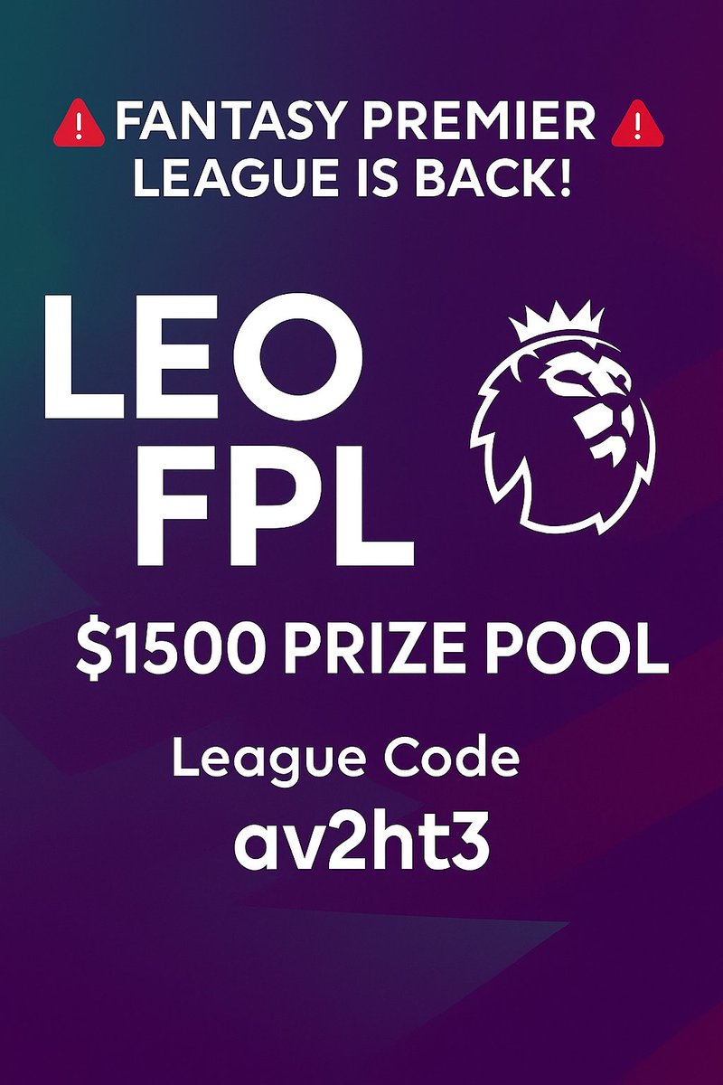 Don’t forget just ⚡🔥

💰Cash prizes for My mini League🔥

🥇Winner #FPL League :150$

📌 How to Join:
✅ Like &amp; Repost
✅ Follow the account 
✅ League Code:av2ht3
✅ Comment your team name

 Closing soon🔜