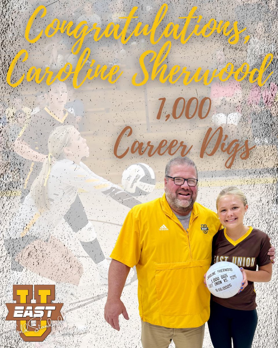 Caroline Sherwood is the first Lady Urchin to reach 1,000 career digs. Tonight, Coach Josh Blythe happily presented her with a commemorative ball to mark the impressive milestone. We are so proud of you, Caroline. Keep digging! #LadyUrchinVolleyball #GoldStandard