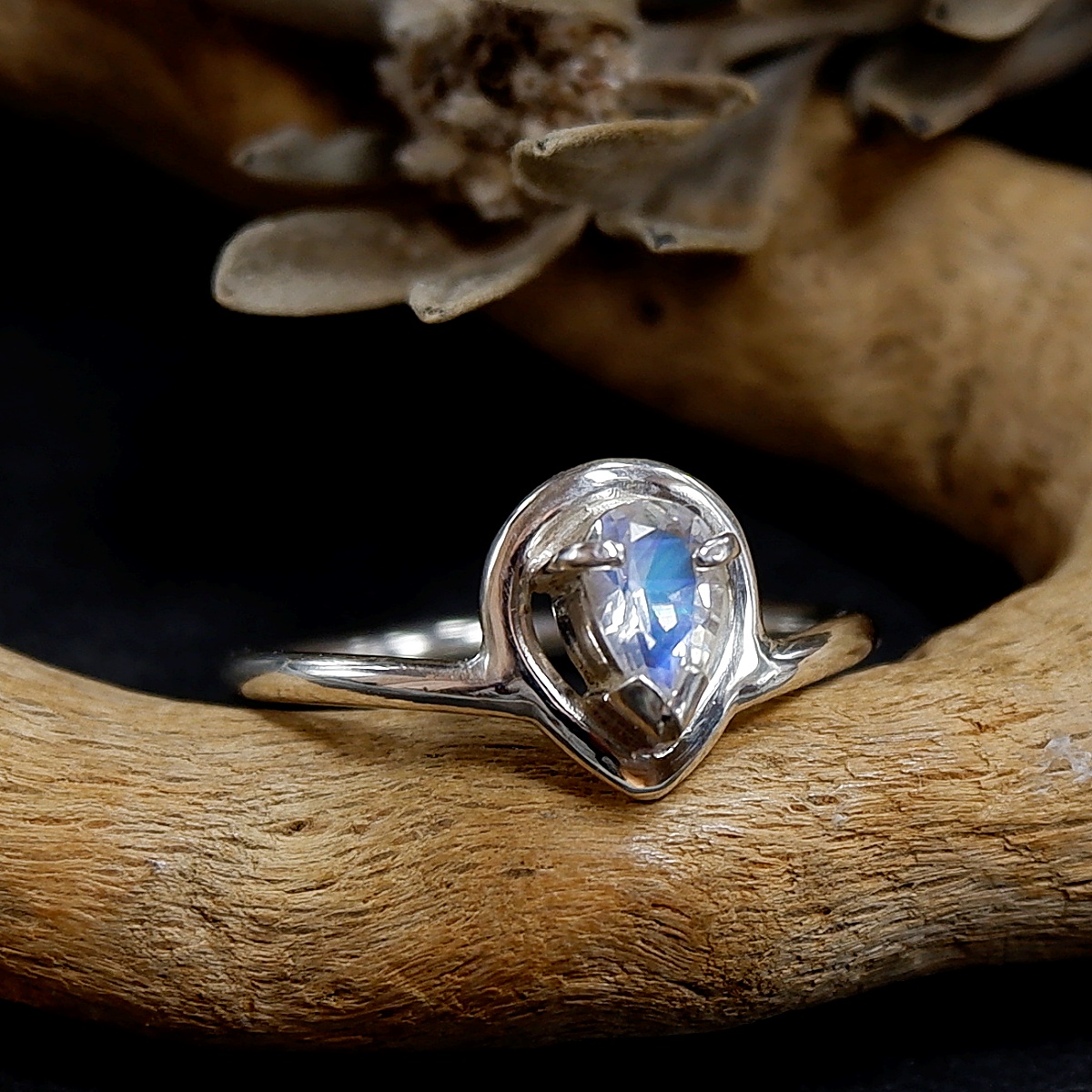 未使用】アンデシンラブラドライトリング天然石 指輪 ジュエリー aicaアイカ 虹の幻想～アンデシン・ラブラドライトのデザインリング 11.5号