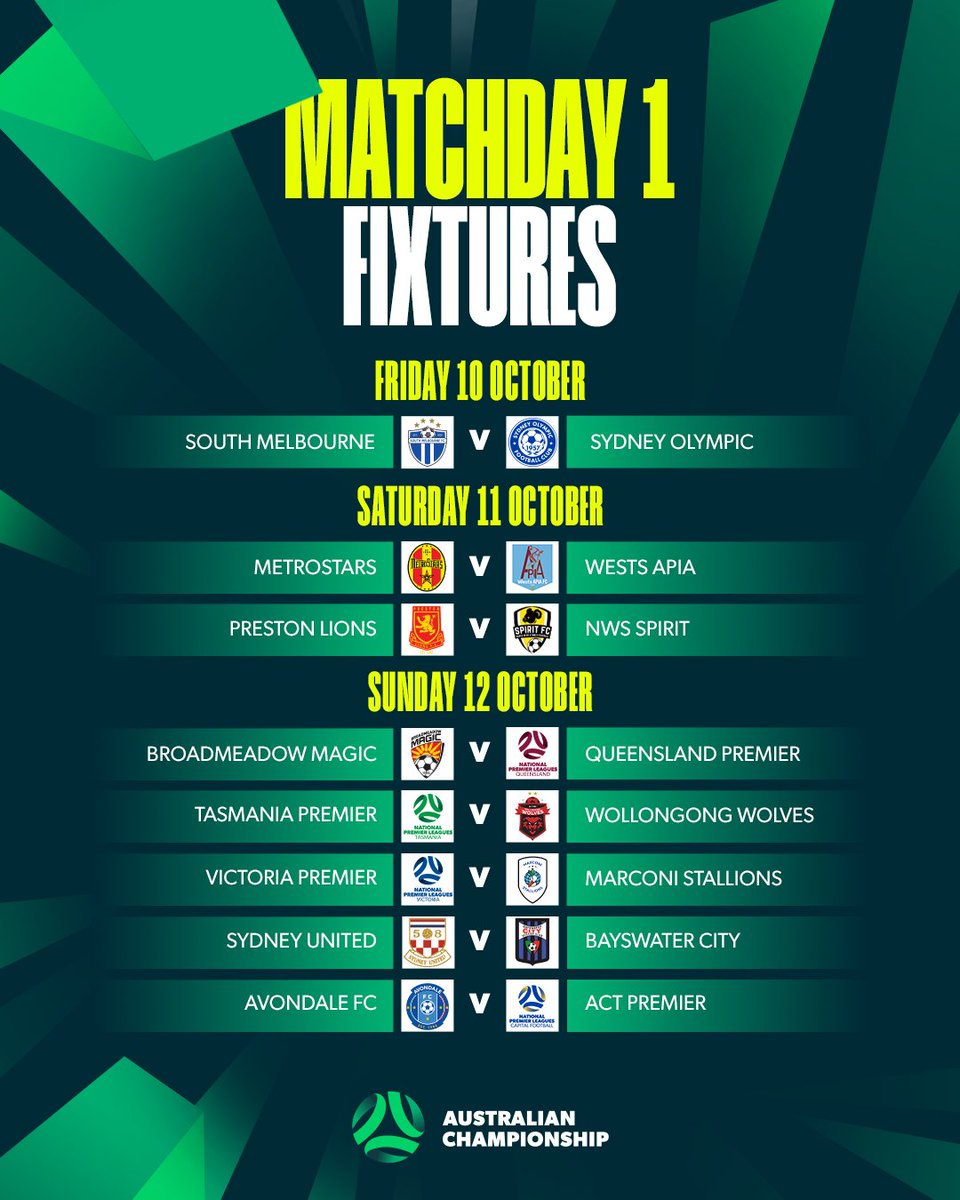 #BREAKING: The 2025 #AusChampionship fixtures are finally here! 🙌

📅 Group Stage 10 Oct. - 16 Nov.
🏆 Grand Final 6 Dec.
🔥 'Super Saturday’ double-headers

All the details and the full fixture list: bit.ly/AusChampsFixtu…