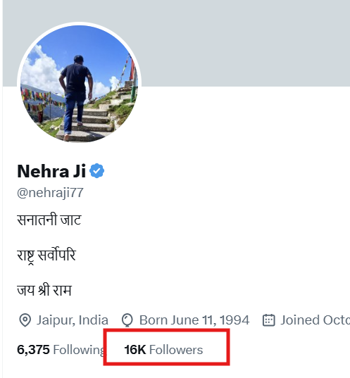 Nehra Ji (@nehraji77) on Twitter photo आज 16000 फॉलोवर्स का परिवार पूर्ण हुआ
इस साथ के लिए सभी भाई और बहनों का धन्यवाद
जय श्री राम 🚩
धन्यवाद बड़े भाई <a href="/ArunKosli/">Arun Yadav</a> <a href="/saffron_sariya/">Saffron S@riya</a> <a href="/RatanRanjan_/">Ratan Ranjan</a> आज 16000 फॉलोवर्स का परिवार पूर्ण हुआ
इस साथ के लिए सभी भाई और बहनों का धन्यवाद
जय श्री राम 🚩
धन्यवाद बड़े भाई <a href="/ArunKosli/">Arun Yadav</a> <a href="/saffron_sariya/">Saffron S@riya</a> <a href="/RatanRanjan_/">Ratan Ranjan</a>