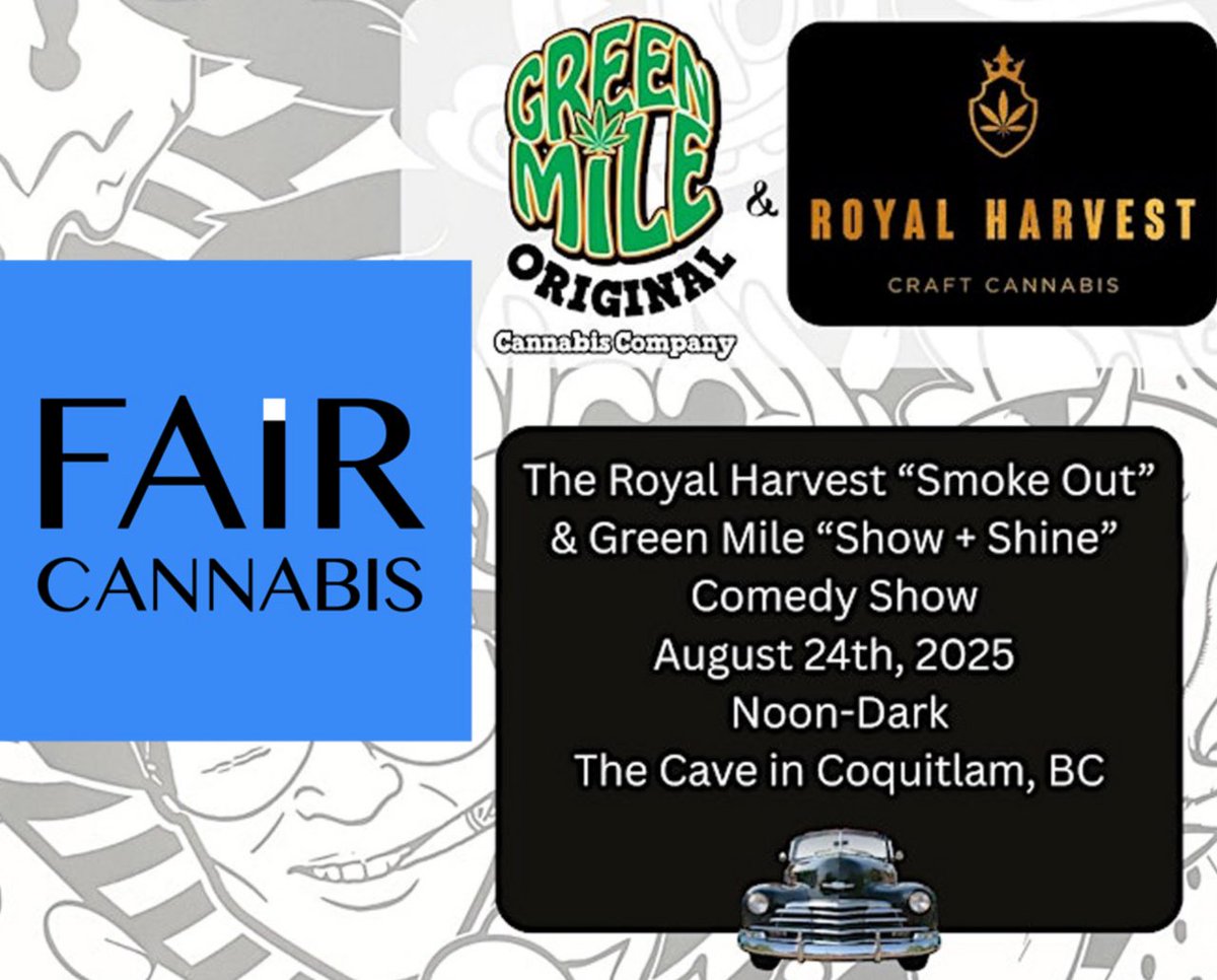 🩵💙 FAIR will be taking part in the “Smoke Out &amp; Show &amp; Shine” fundraiser in Coquitlam on Sunday August 24! Hosts Green Mile &amp; Royal Harvest will feature a car show, comedy, tattoos, food, infused drinks, &amp; more — all to support two great causes! 
Read more link below 🔗👇