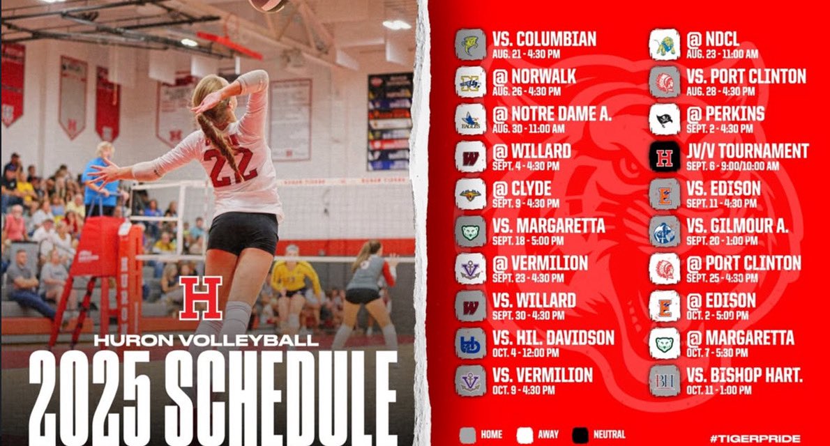 Huron 2025 Volleyball Schedule