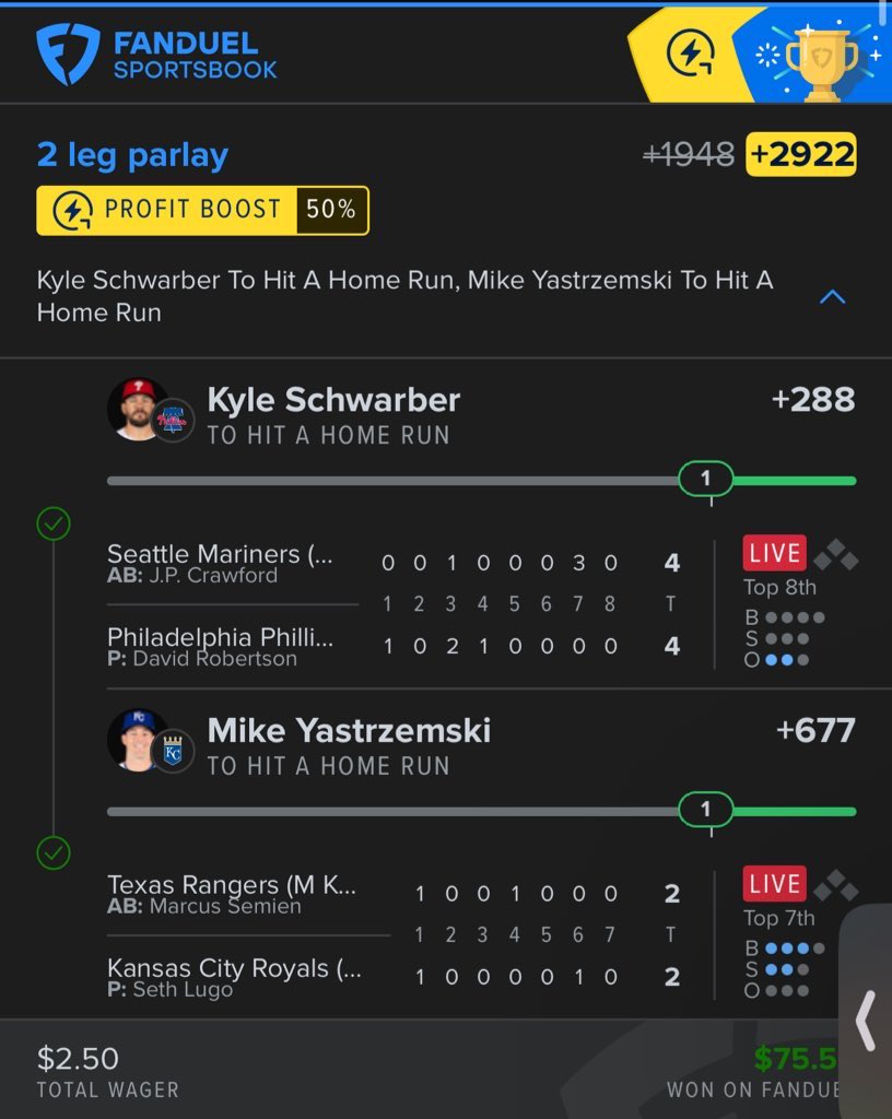 FnFZxch's tweet photo. BANG #mlbparlay #homerunparlay https://t.co/uAtHtiVOBR