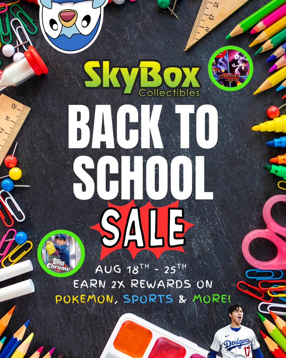 SkyboxCollect's tweet image. Our Back To School Sale is LIVE! TCG &amp;amp; Sports Are ON SALE to Save YOU $$! Double the Points on purchases too! Go check it out! #blasterbox #hobbybox #pokemonsales #norwalkct