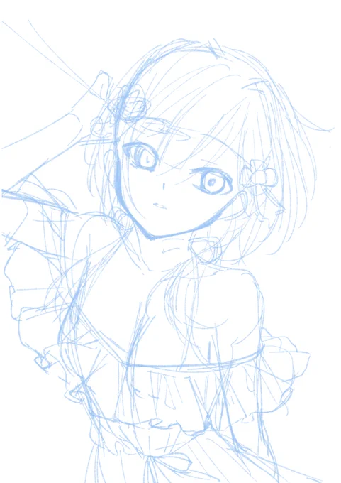 没ラフ やっぱり大きい胸が描きたくなってきちゃった