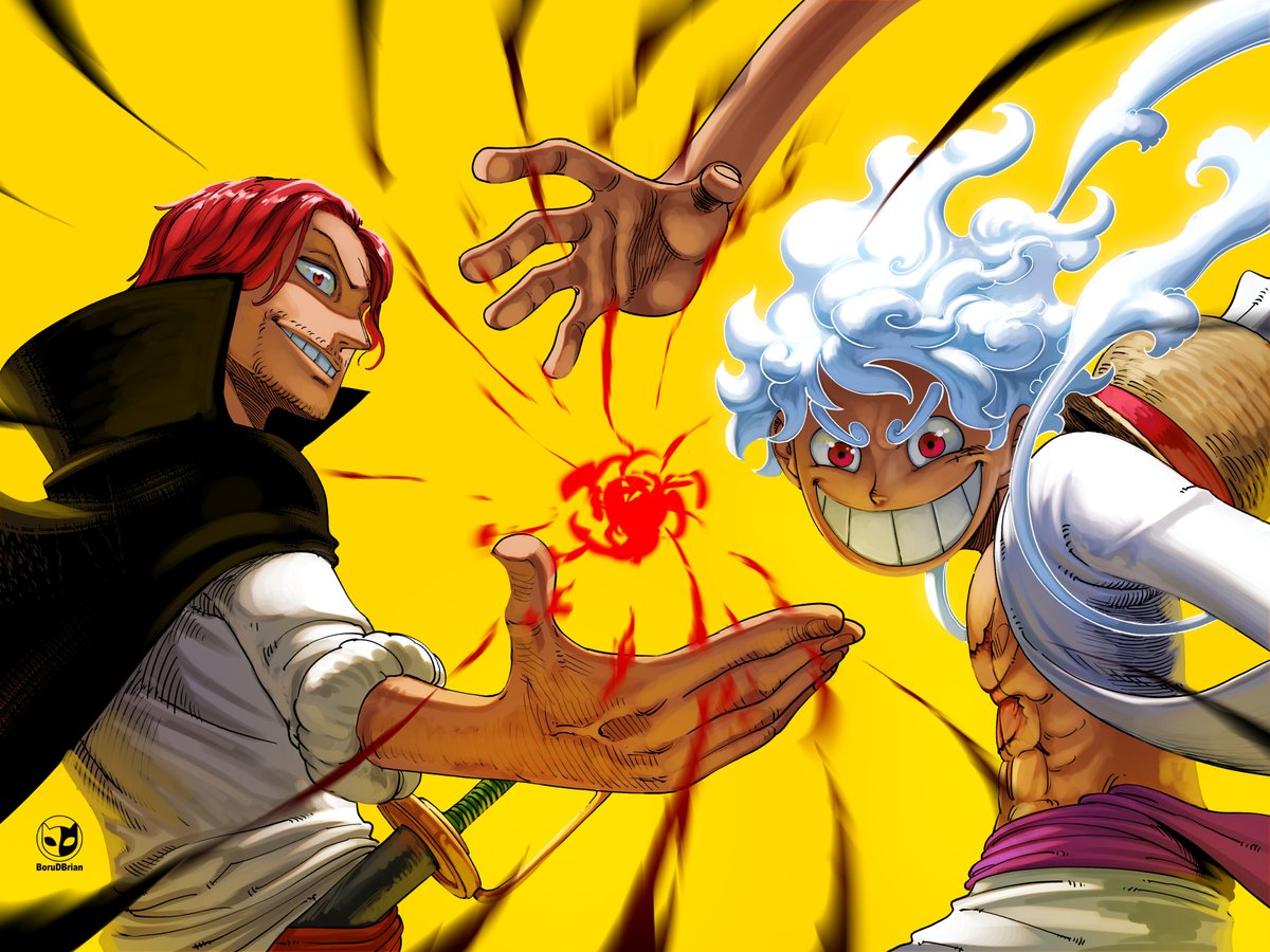 BoruDBrian's tweet image. last commission i made of Shanks and luffy in reference from that image of Cyclops and Ryu

#onepiece