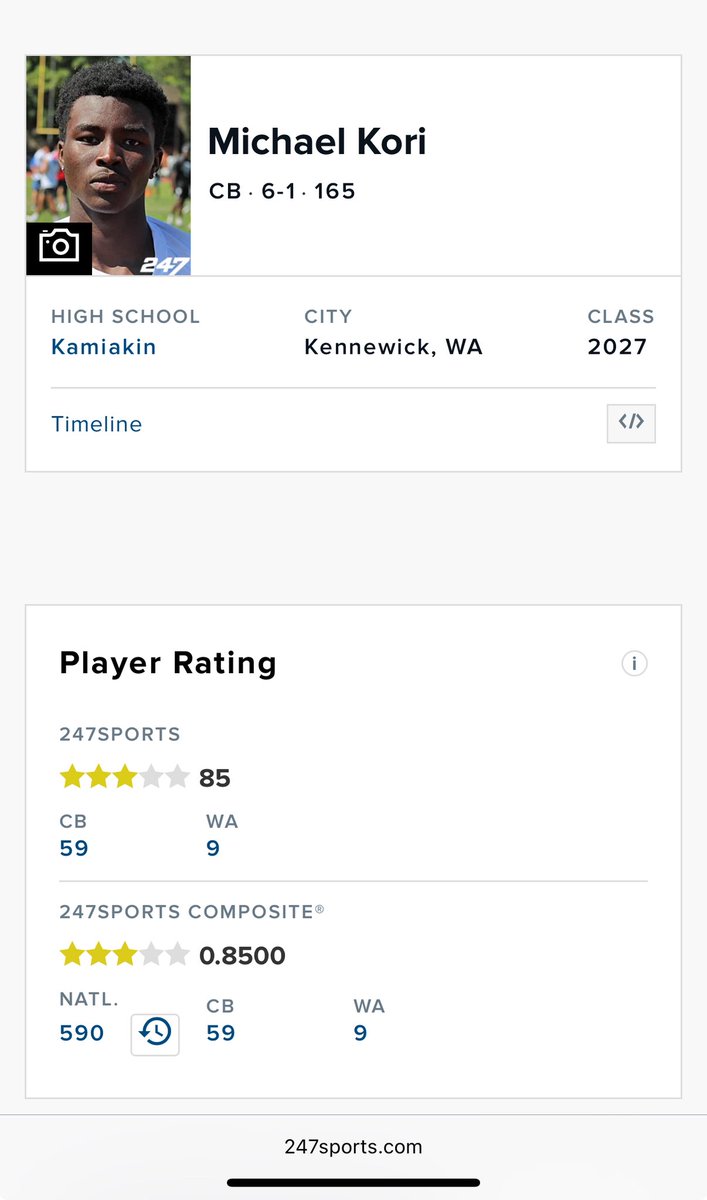 Micheal Kori (@mike_kori17) on Twitter photo Blessed to be named a 3⭐️ recruit and the 9th player in the State of WA in the class of 27’ work not finished…
#YKWTII <a href="/FBkamiakin/">Scott Biglin</a> <a href="/BrandonHuffman/">Brandon Huffman</a> <a href="/ChadSimmons_/">ChadSimmons</a> <a href="/Rivals/">Rivals</a> <a href="/CrimRe4per/">Rudell Crim</a> <a href="/teamlillard7on7/">Team Lillard Football</a> <a href="/flyguyhuey5/">Houston Lillard</a> <a href="/samori_toure/">Samori Touré</a> <a href="/JordanJ_/">Jordan Johnson</a> <a href="/RCarterTV/">RaShaad Carter</a> Blessed to be named a 3⭐️ recruit and the 9th player in the State of WA in the class of 27’ work not finished…
#YKWTII <a href="/FBkamiakin/">Scott Biglin</a> <a href="/BrandonHuffman/">Brandon Huffman</a> <a href="/ChadSimmons_/">ChadSimmons</a> <a href="/Rivals/">Rivals</a> <a href="/CrimRe4per/">Rudell Crim</a> <a href="/teamlillard7on7/">Team Lillard Football</a> <a href="/flyguyhuey5/">Houston Lillard</a> <a href="/samori_toure/">Samori Touré</a> <a href="/JordanJ_/">Jordan Johnson</a> <a href="/RCarterTV/">RaShaad Carter</a>